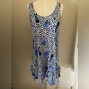 Very gently used Lilly Pulitzer Evangelina Tank blue and white fish dress.